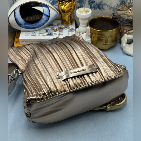 🆕 KARL LAGERFELD PARIS 🧿 NWT K/Kushion Folded Tote, Champagne Muted Metallic - Picture 10 of 16